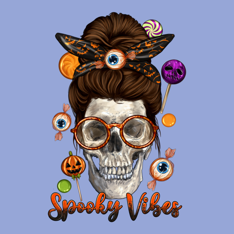 Spooky Vibes Skull Messy Bun Classic Tee by texasbilliewilder | Teevron