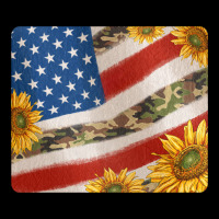 American Flag Sunflowers And Canouflage Print Veteran Mousepad Premium Tee | Teevron
