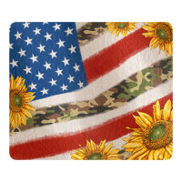 american flag sunflowers and canouflage print veteran mousepad | Teevron