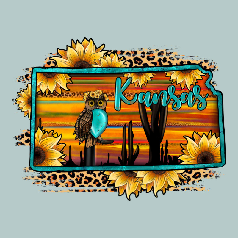 Kansas Owl Sunset Sunflower Map Heavy Core Tee by JahusDesignShop | Teevron