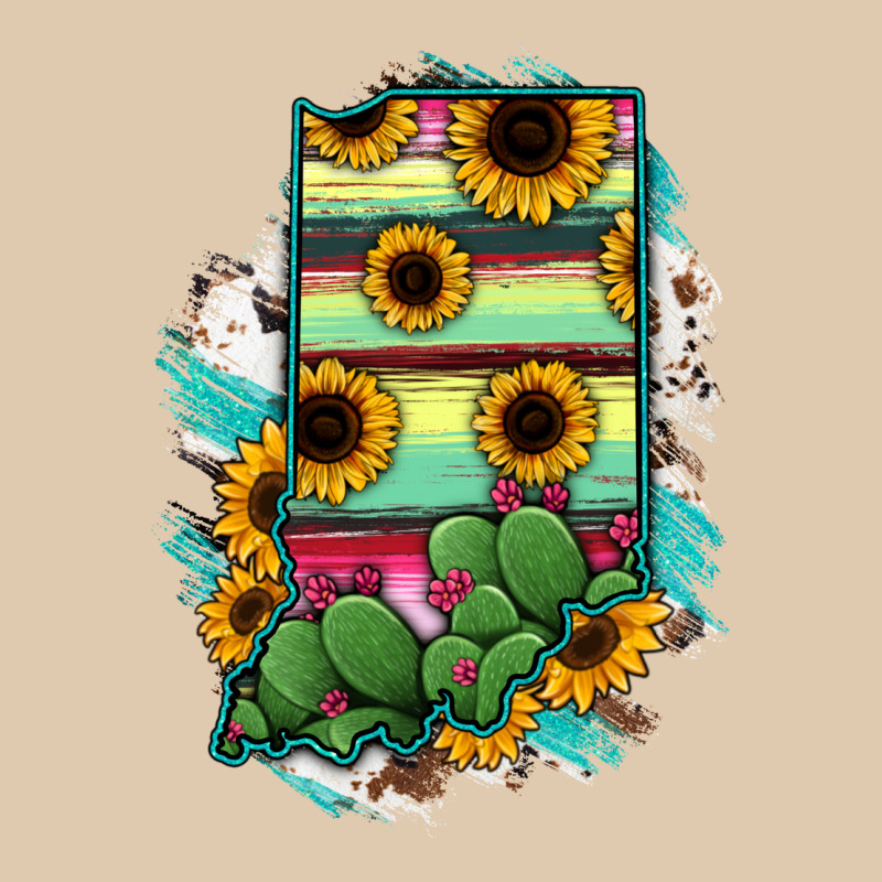 Indiana Map Sunflower Cactus Serape Classic Tee by RanaPortraitStore | Teevron
