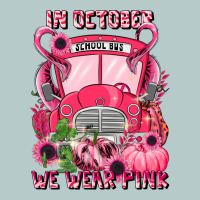 In October We Wear Pink Halloween School Bus Heavy Core Tee | Teevron