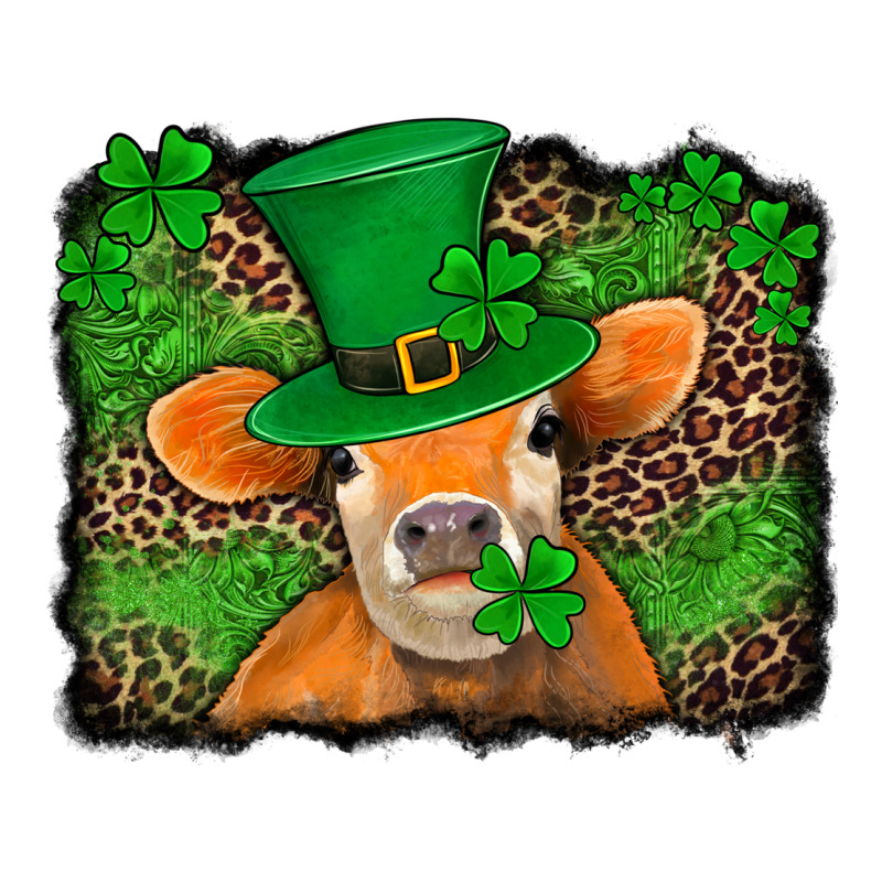 St Patricks Orange Cow With Leopard Background Premium Tee by Jasminsmagicworld | Teevron