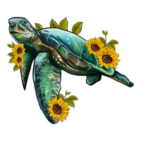 sea turtle with sunflowers | Teevron