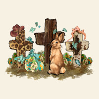 Western Rabbit Bunny With Crosses Easter Day Vintage Tee | Teevron
