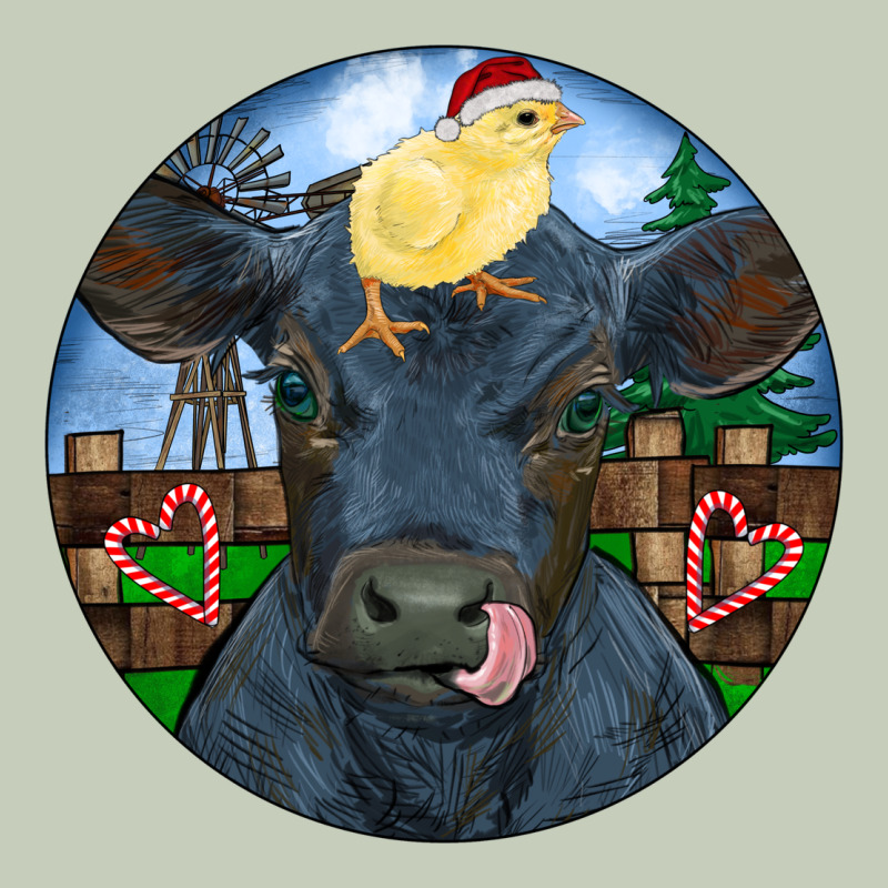 Black Angus Cattle With Santa Chick Christmas Ladies Tee by RanaPortraitStore | Teevron