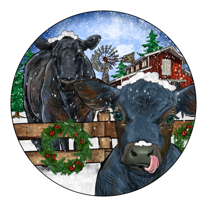 Black Angus Cattle And Calf Christmas Ladies Tee by RanaPortraitStore | Teevron