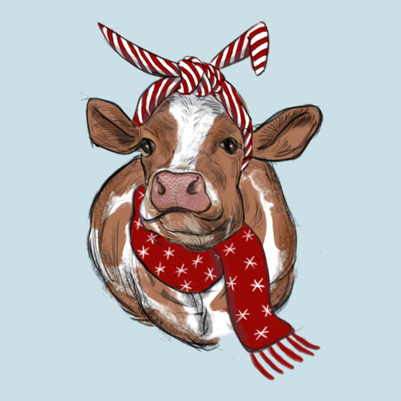 Christmas Heifer With Scarf Ladies Tee by RanaPortraitStore | Teevron