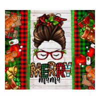Christmas Merry Mama Messy Bun Premium Tee | Teevron