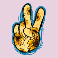 Yellow Glitter Sunflower Peace Sign Ladies Tee | Teevron