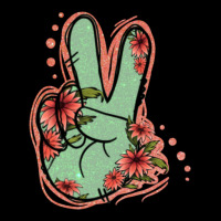 Green Glitter Floral Peace Sign Ladies Tee | Teevron