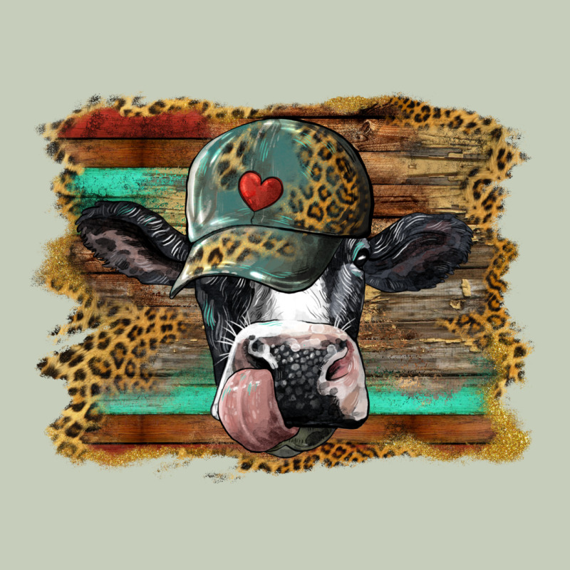 Holstein Cow With Cap And Leopard Background Ladies Tee by BarkalooDesign | Teevron