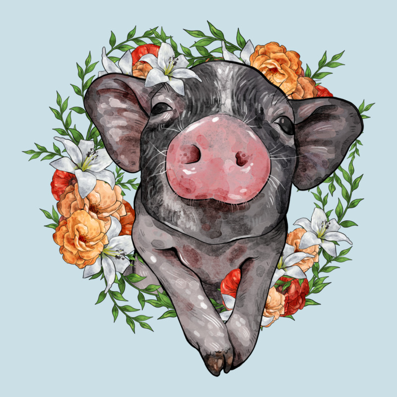 Baby Pig Floral Wreath Ladies Tee by BarkalooDesign | Teevron