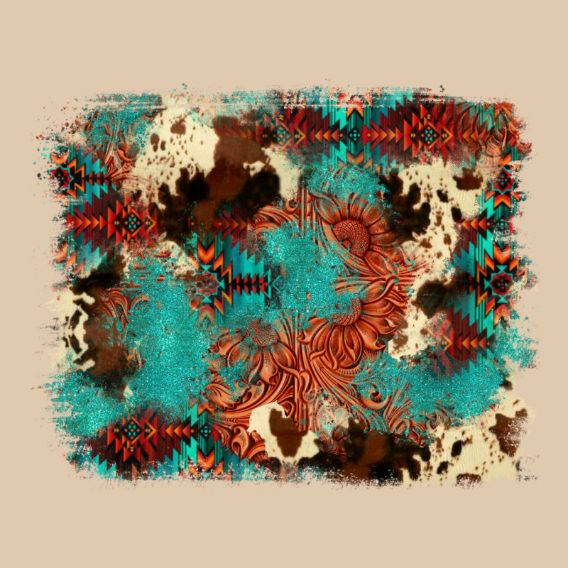 Aztec Turquoise Glitter Cowhide  Tooled Leather Ba Heavyweight Sweatshirt by FaDigitalArtStudio | Teevron