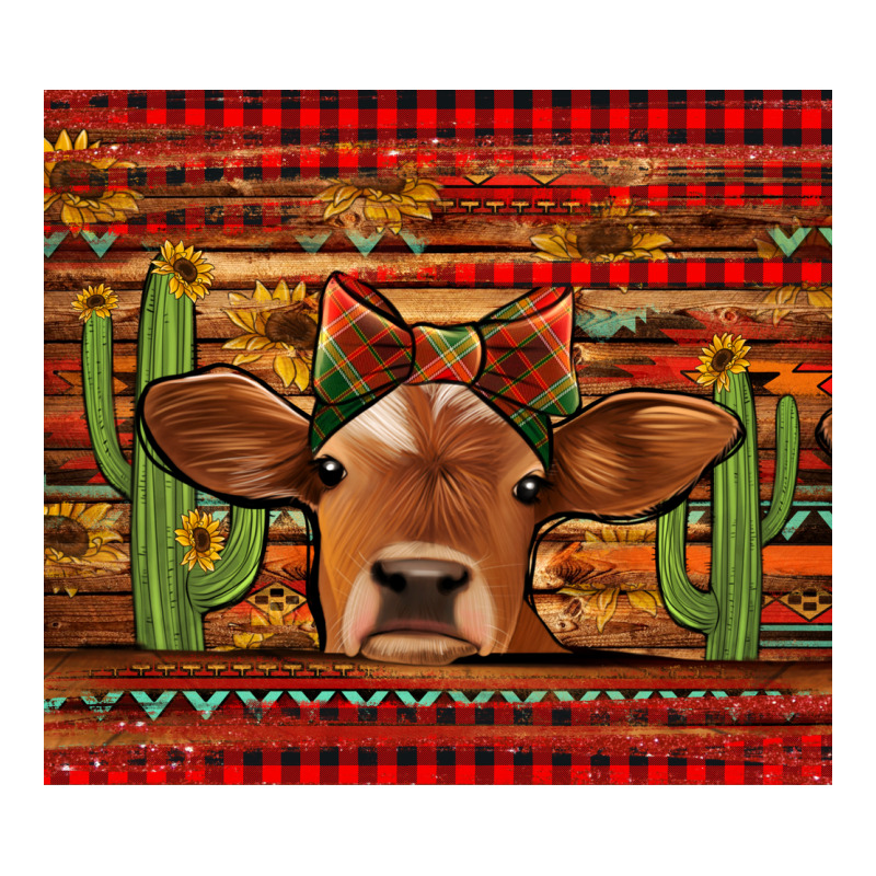Western Christmas Cow Tumbler Ladies Tee by Jasminsmagicworld | Teevron
