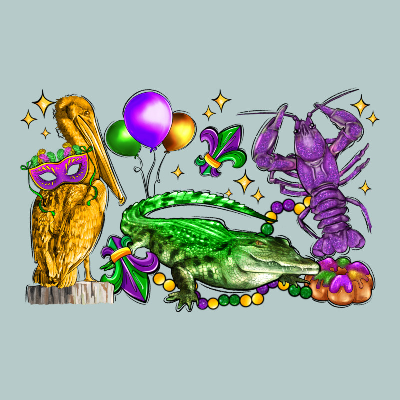 Mardi Gras Pelican Alligator And Crawfish Heavy Core Tee by LillyAllenDesigns | Teevron