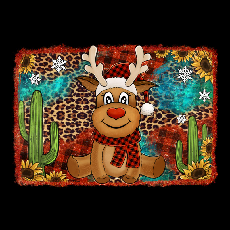 Western Christmas Reindeer With Background Ladies Tee by Jasminsmagicworld | Teevron