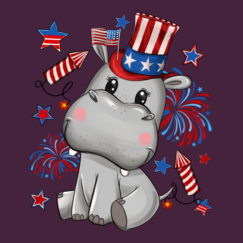 Fourth Of July Hippopotamus Long Sleeve Tee by CowGirlArtShop | Teevron