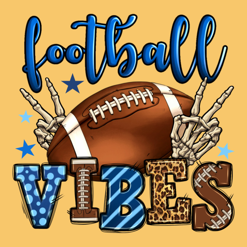 Football Vibes Blue And Grey Team Color Vintage Hoodie by HowdyJamesFarm | Teevron