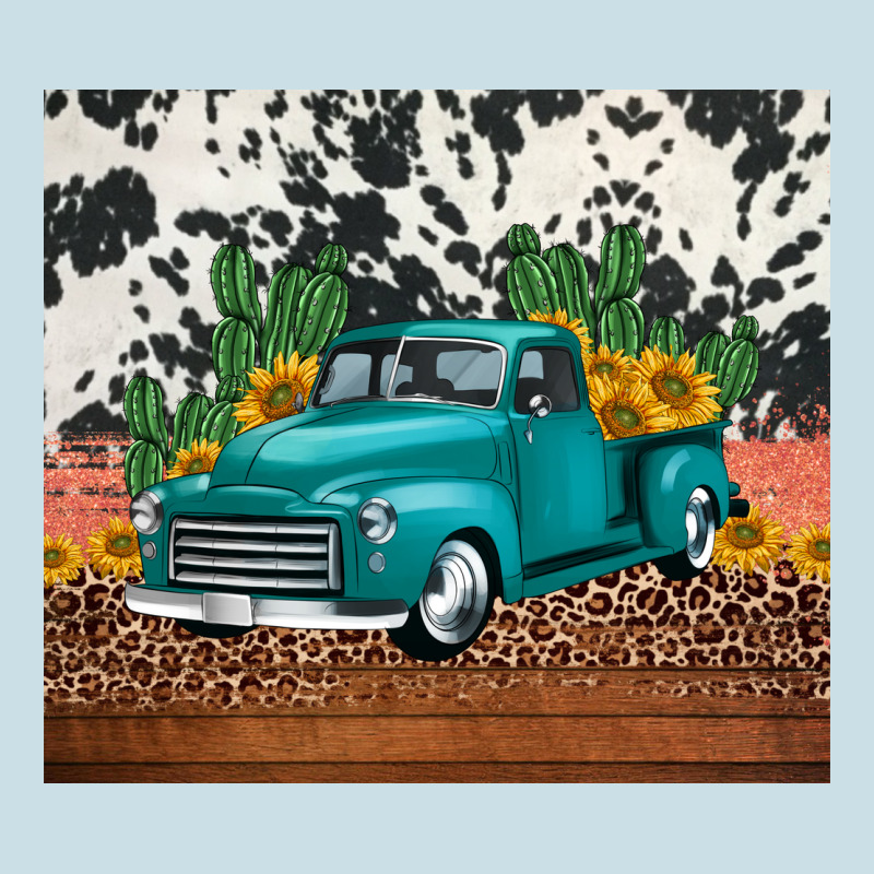 Western Farm Truck Cactus And Sunflowers Ladies Tee by Jasminsmagicworld | Teevron