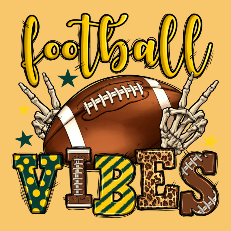 Football Vibes Yellow And Green Team Color Vintage Hoodie by HowdyJamesFarm | Teevron