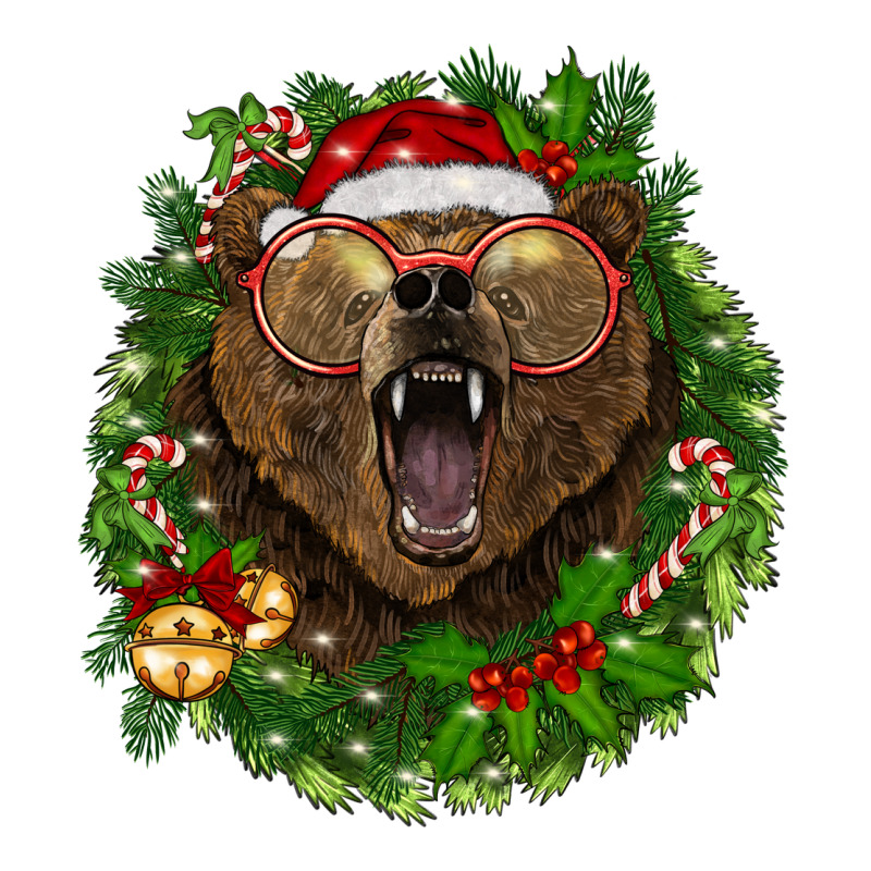 Christmas Bear  Wreath Premium Tee by BarkalooDesign | Teevron