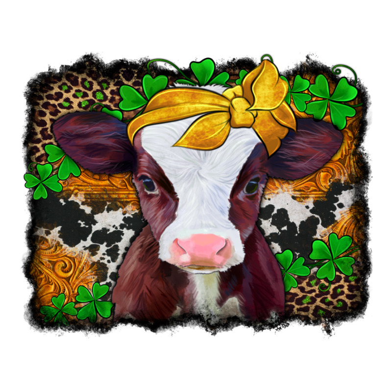 St Patricks Baby Cow With Leopard Background Ladies Tee by Jasminsmagicworld | Teevron