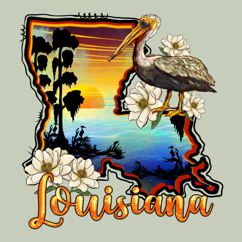 Louisiana  Sunset Map Magnolia Ladies Tee by BarkalooDesign | Teevron