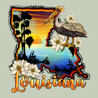Louisiana  Sunset Map Magnolia Ladies Tee | Teevron