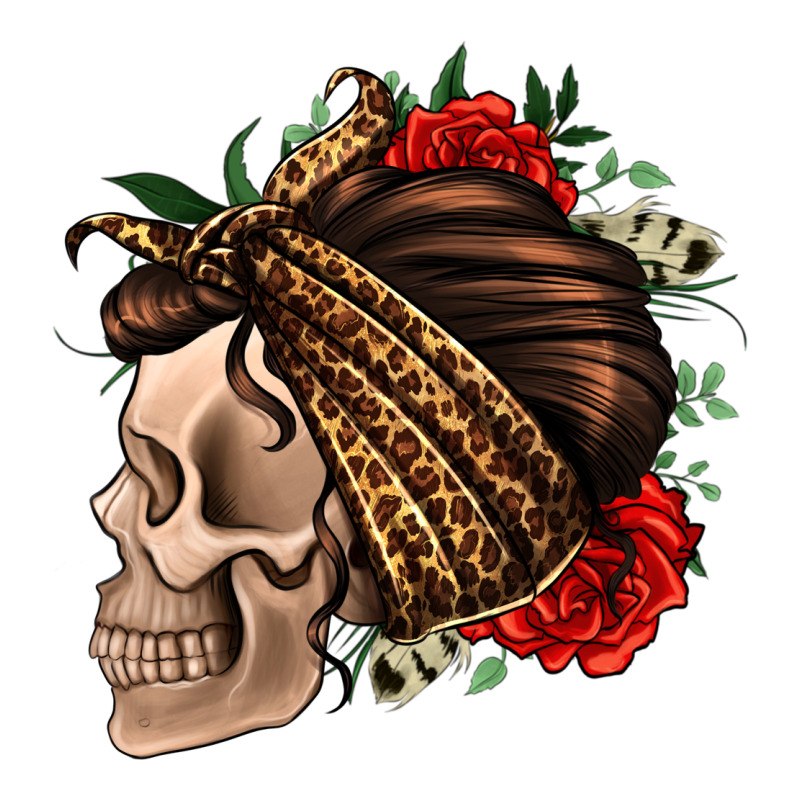 Leopard Bandana And Roses Skull Ladies Tee by Jasminsmagicworld | Teevron