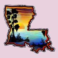 Louisiana  Sunset Map Ladies Tee | Teevron