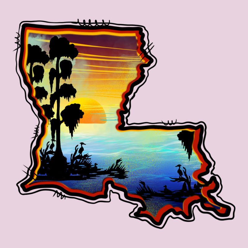 Louisiana  Sunset Map Ladies Tee by BarkalooDesign | Teevron
