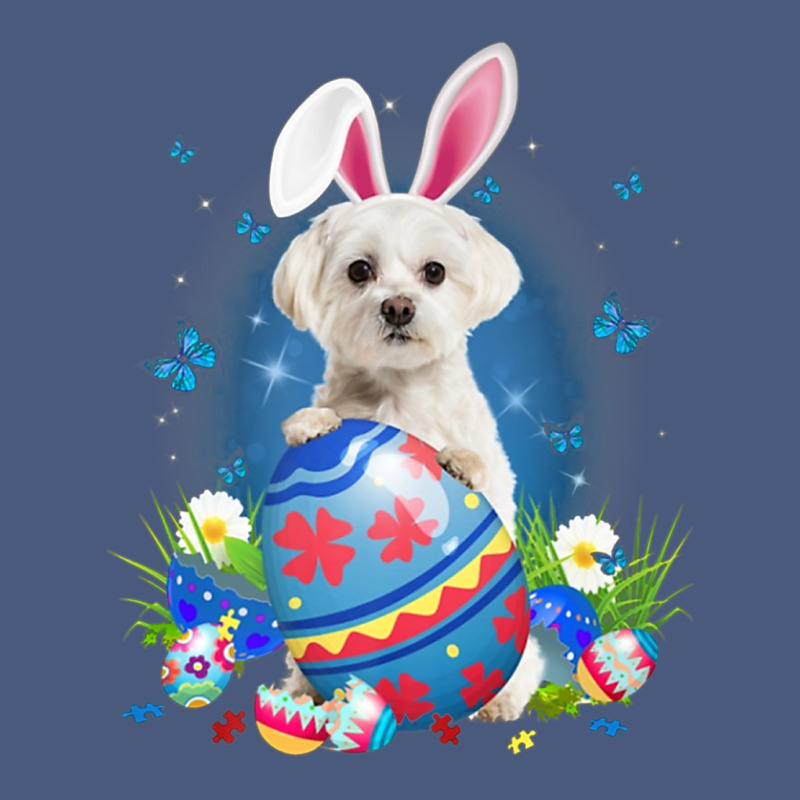 Bunny Maltese With Egg Basket Easter Flower Hunting Egg Vintage Hoodie by minhPixels | Teevron