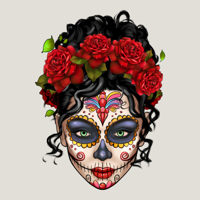 Mexican Sugar Skull Messy Bun Woman Heavy Core Tee by LillyAllenDesigns | Teevron