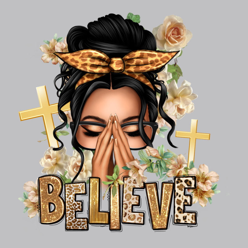Black Hair Believe Praying Caucasian Messy Bun Classic Tee by texasbilliewilder | Teevron