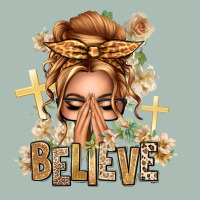 Blonde Hair Believe Praying Caucasian Messy Bun Classic Tee | Teevron