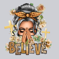 Silver White Believe Praying Caucasian Messy Bun Classic Tee | Teevron