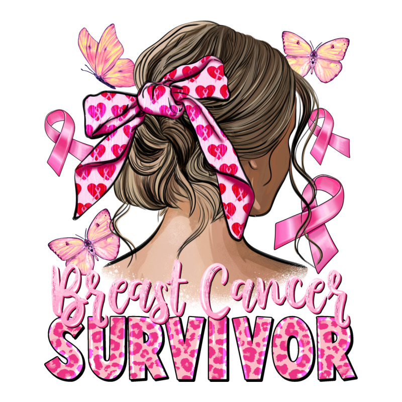 Breast Cancer Survivor Messy Bun Long Sleeve Tee by CowGirlArtShop | Teevron