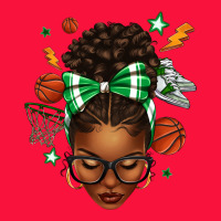 Afro Messy Bun Basketball Green Bow Classic Tee | Teevron