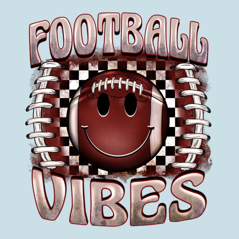 Football Vibes Smiley Face Ladies Tee by BarkalooDesign | Teevron