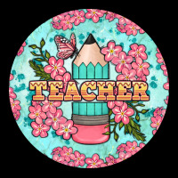 Teacher Floral Pencil Round Earring Heavy Core Tee | Teevron