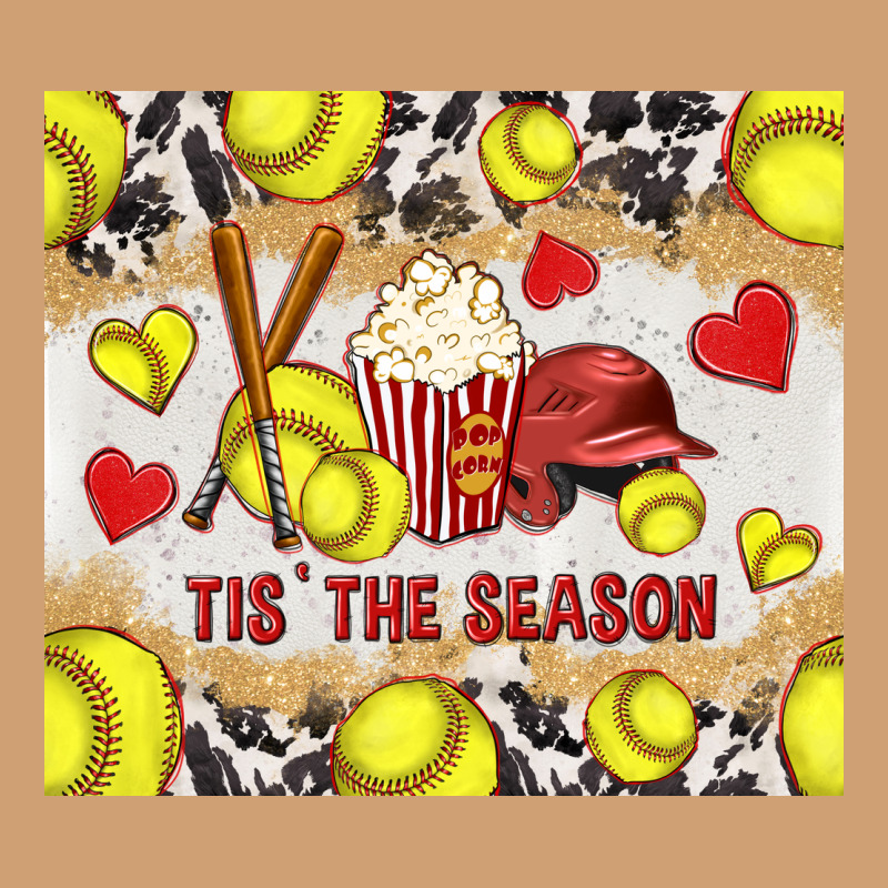 Tis' The Season Softball With Cowhide Tumbler Tbs Vintage Tee by TumblerDesignByShophia | Teevron