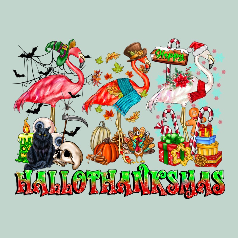 Happy Hallothanksmas Flamingo Zipper Hoodie by CowhideDigitalArt | Teevron