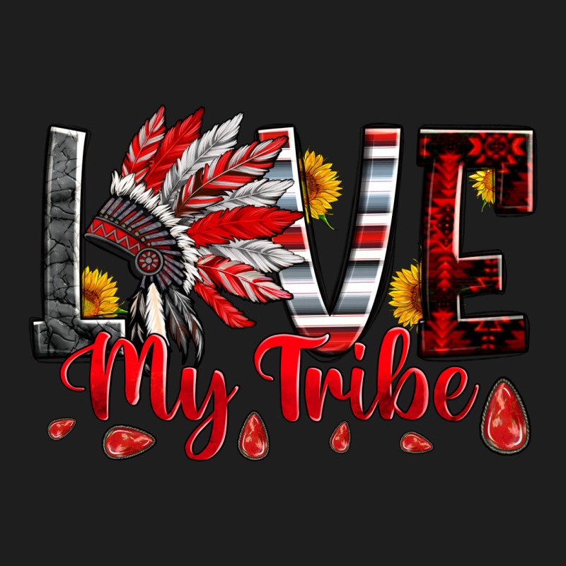 Red Black Grey White Love My Tribe Indian Headdres Heavyweight Hoodie by Artiststas | Teevron