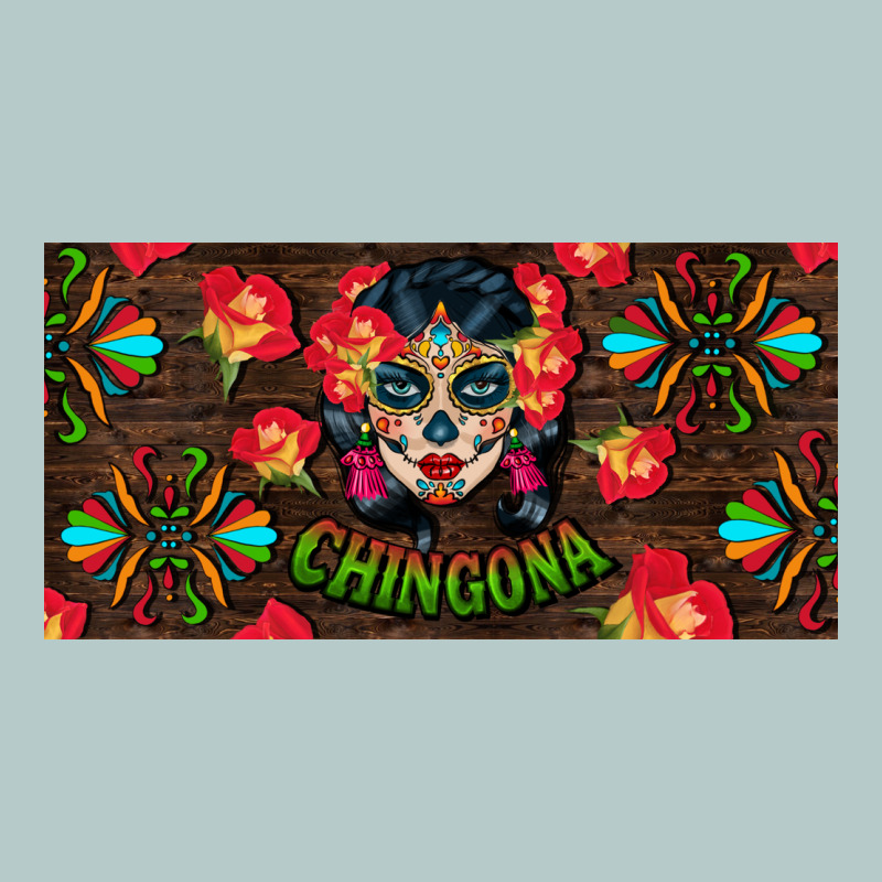 Chingona Sugar Skull License Plate Heavy Core Tee by BundleAndBundleShop | Teevron