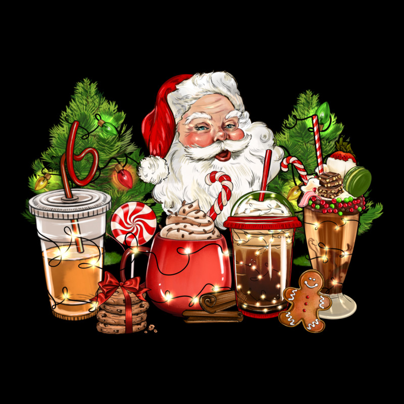 Christmas Santa Coffee Cups Long Sleeve Tee by CowGirlArtShop | Teevron