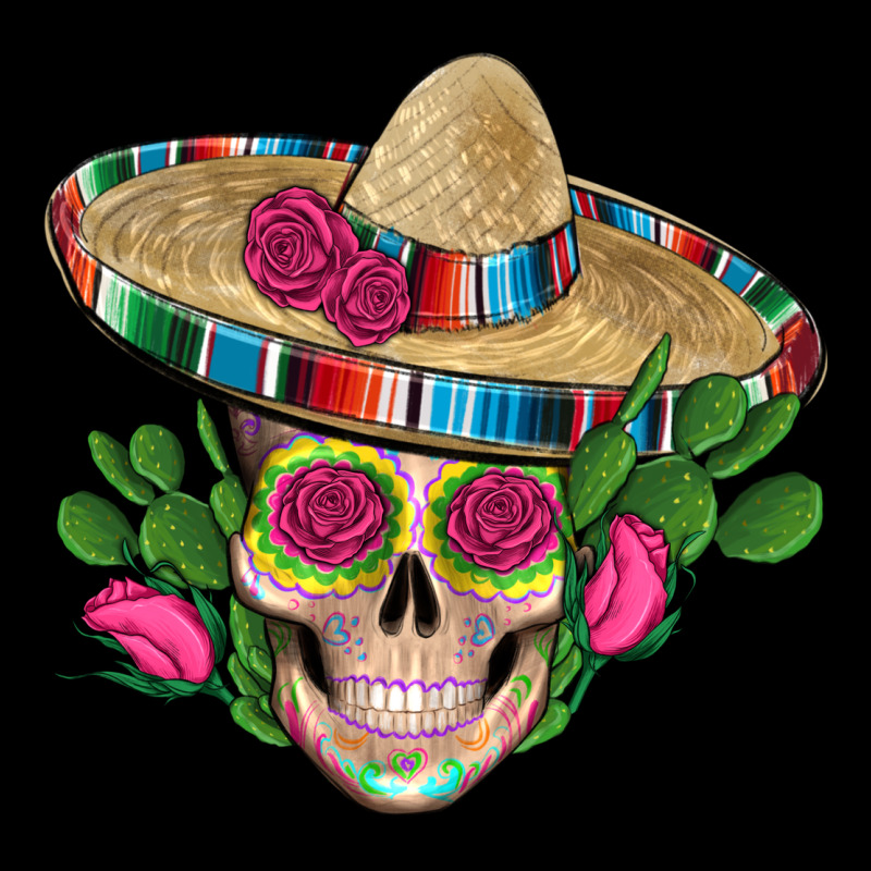Mexican Skull Sombrero Roses Cactus Serape Ladies Tee by Artiststas | Teevron