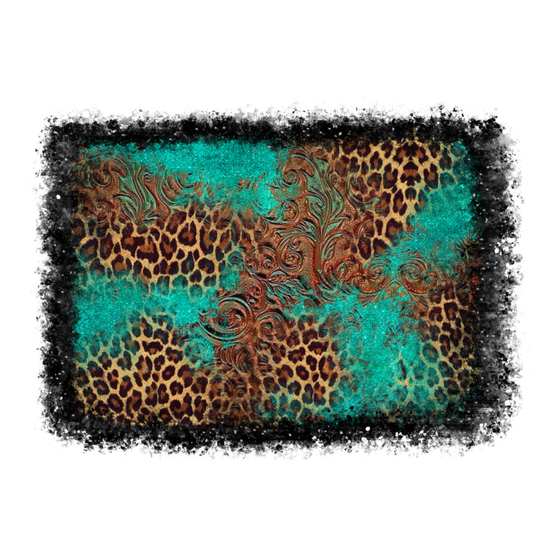Western Leopard Turquoise Glitter Tooled Leather Premium Hoodie by FaDigitalArtStudio | Teevron