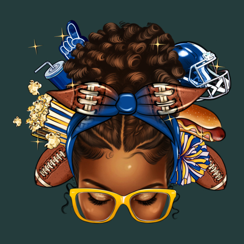 Blue And Gold American Football Afro Messy Bun Classic Tee by texasbilliewilder | Teevron