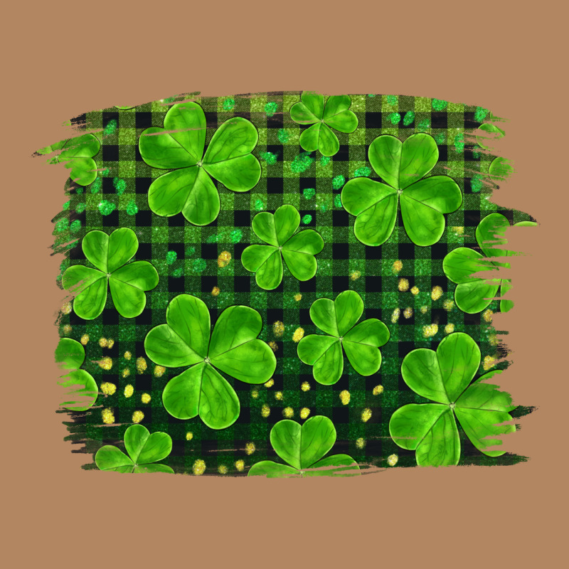 St Patrick's Day Shamrock And Plaid Distressed Background Long Sleeve Tee by RanaPortraitStore | Teevron